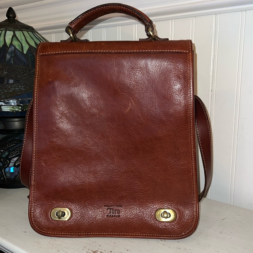 Vintage Pelletteria Toro Firenze brown leather messenger shoulder bag Italy